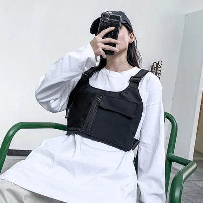 Sacoche de poitrine unisexe en nylon avec poche téléphone