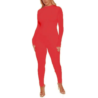 Combinaison Femme Manches Longues Zip – Jumpsuit Slim Sportswear Automne Hiver
