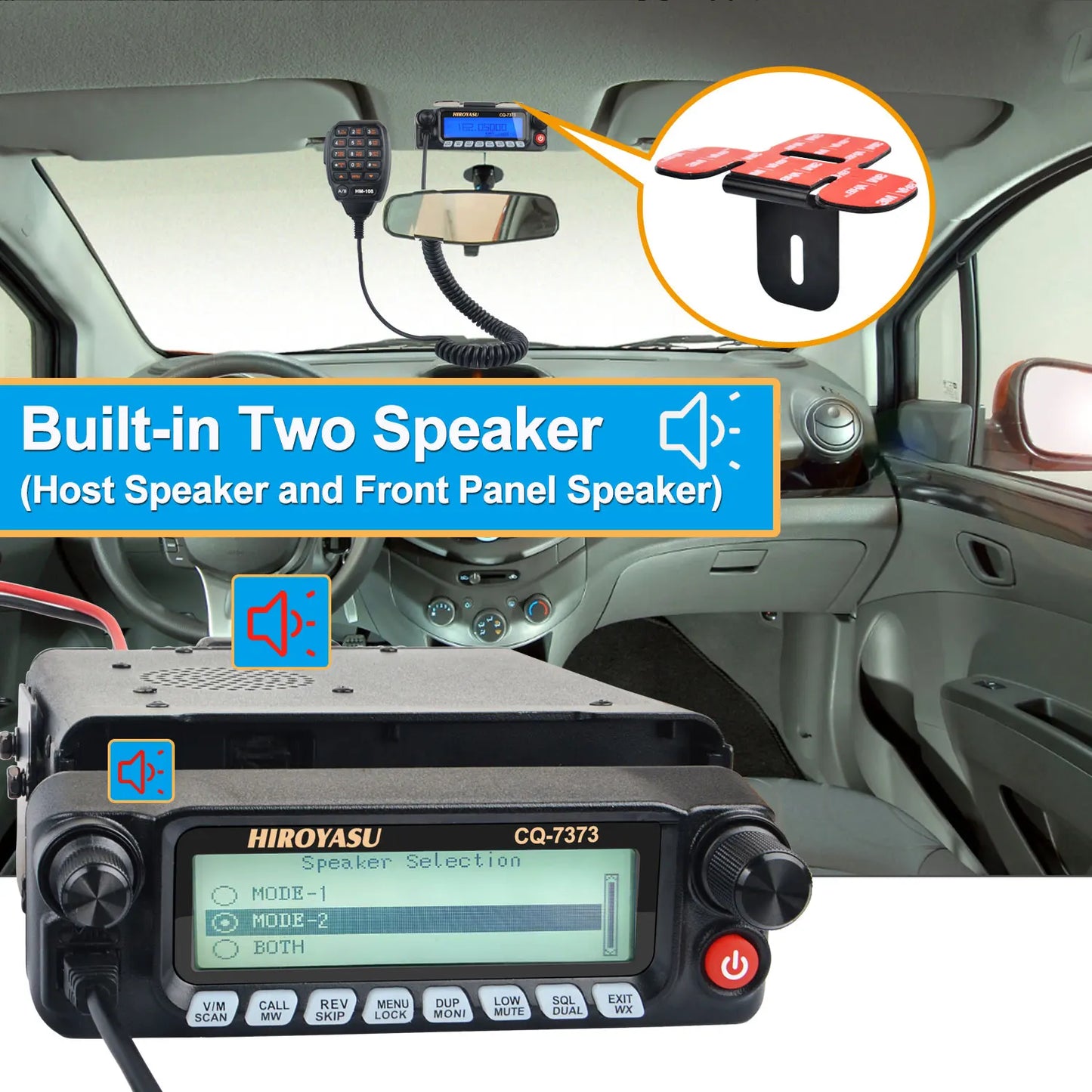 Radio Mobile VHF/UHF HIROYASU CQ-7373 – 50W, 8 Bandes RX, 1000 Canaux, Panneau Détachable, Radio Amateur
