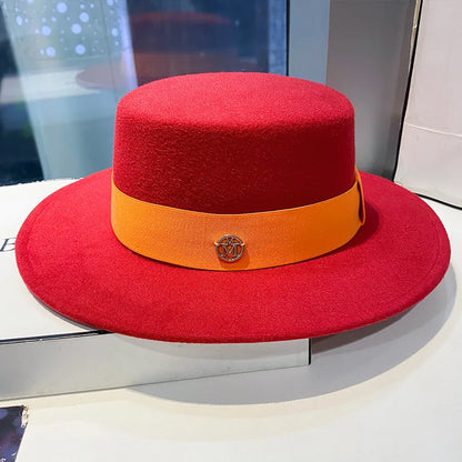 Chapeau fedora femme à bord plat et ruban