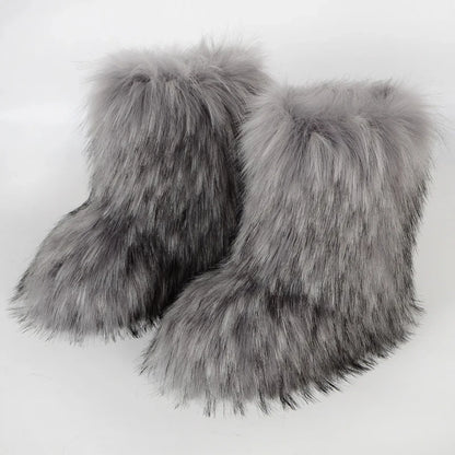 Bottes d’hiver femme fourrées en fausse fourrure
