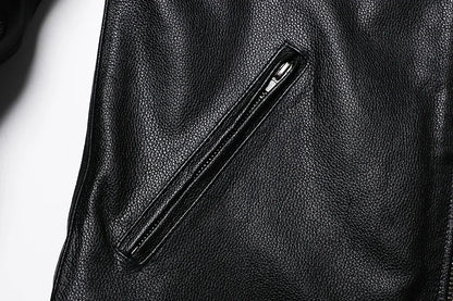 Blouson Homme Moto Classique en Cuir Véritable - BLACKBEARD OUTDOOR INDUSTRIES