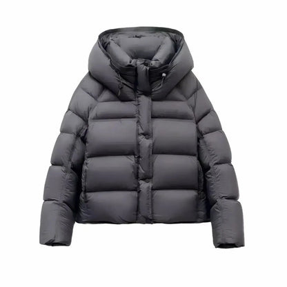 Doudoune femme courte à capuche en coton