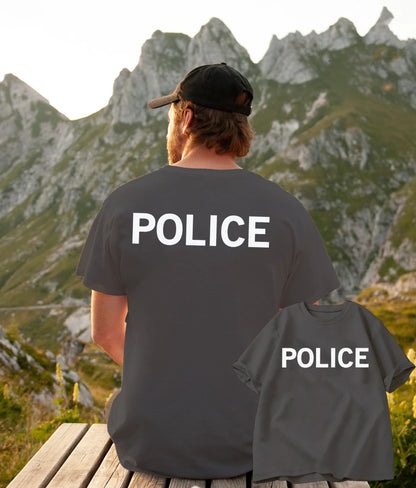 T-Shirt Police Homme Manches Courtes – Col Rond Imprimé Tactique