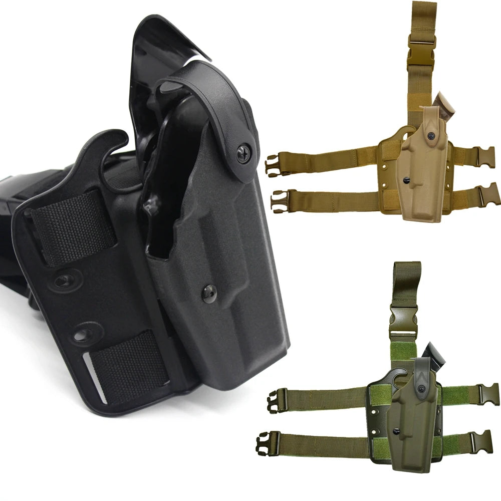 Holster Cuisse Tactique Drop Leg Glock 17/19/22/23/31/32 – Polymère, Compatible Lampe & Laser, Droitier | Noir, Vert, Tan - BLACKBEARD OUTDOOR INDUSTRIES