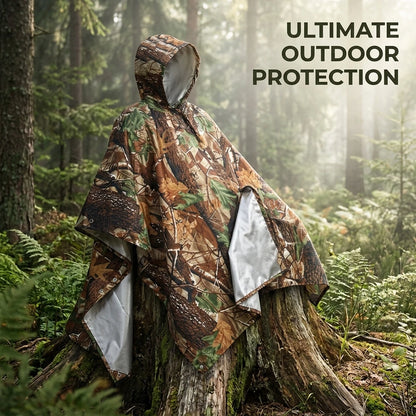Poncho Pluie 3-en-1 Imperméable — Cape, Bâche & Tapis de Sol | Camouflage, Vert, Orange, Bleu, Noir - BLACKBEARD OUTDOOR INDUSTRIES