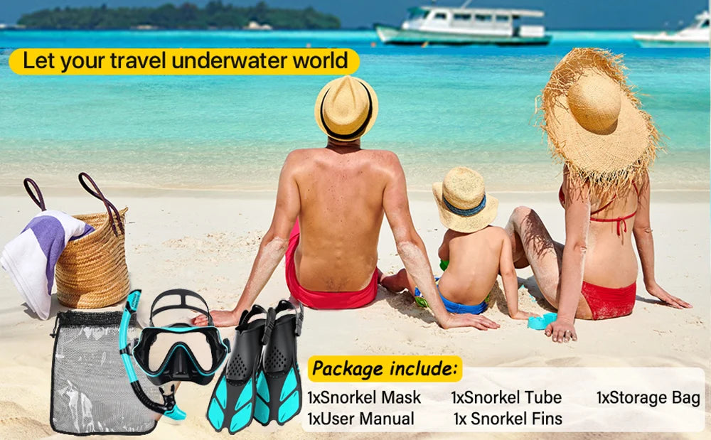 JoyMaySun Set Masque, Palmes et Tuba Adulte – Kit de Plongée Complet avec Sac de Transport - BLACKBEARD OUTDOOR INDUSTRIES