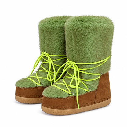 Bottes de neige à fourrure et semelle épaisse