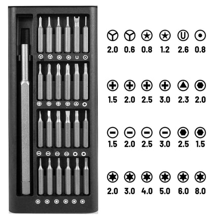 Suli Set de Tournevis de Précision Magnétique 25 en 1 / 63 en 1 – Kit Mini Outils Professionnel pour Réparation Téléphone, PC, Bricolage, avec Embouts Torx, Hex, et Plus - BLACKBEARD OUTDOOR INDUSTRIES