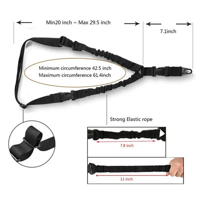 Sangle Tactique 3 Points Ajustable – Nylon Imperméable, Bungee Élastique | Fusil Airsoft & Chasse