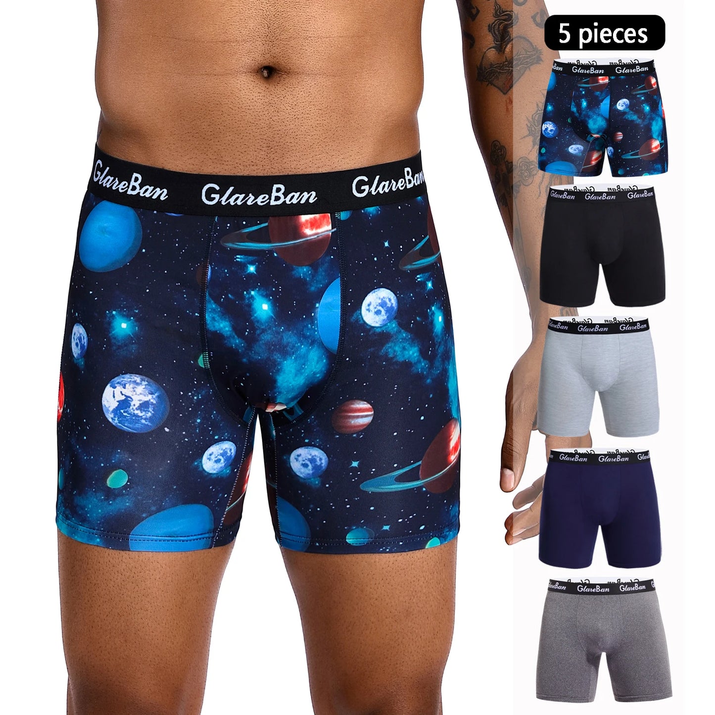 Lot de 5 Boxers Noirs Homme – Confort Mi-Long, Respirant & Moderne - BLACKBEARD OUTDOOR INDUSTRIES