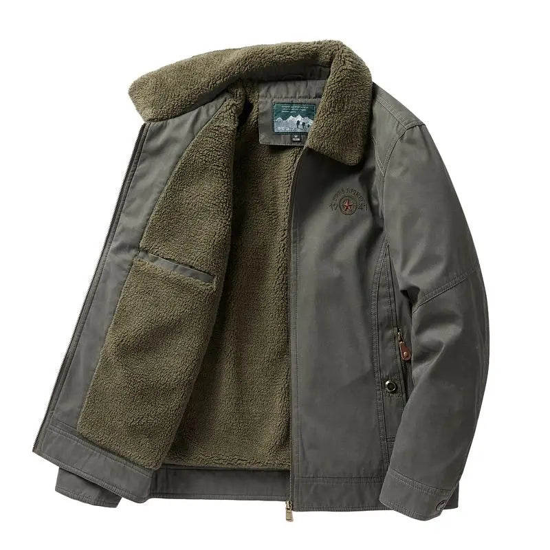 Autumn Winter Men's Cotton Thick Warm Fleece Jackets Stand Collar Fleece Lined Outdoor Workwear Warm Casual Style New Arrival BLACKBEARD OUTDOOR INDUSTRIES