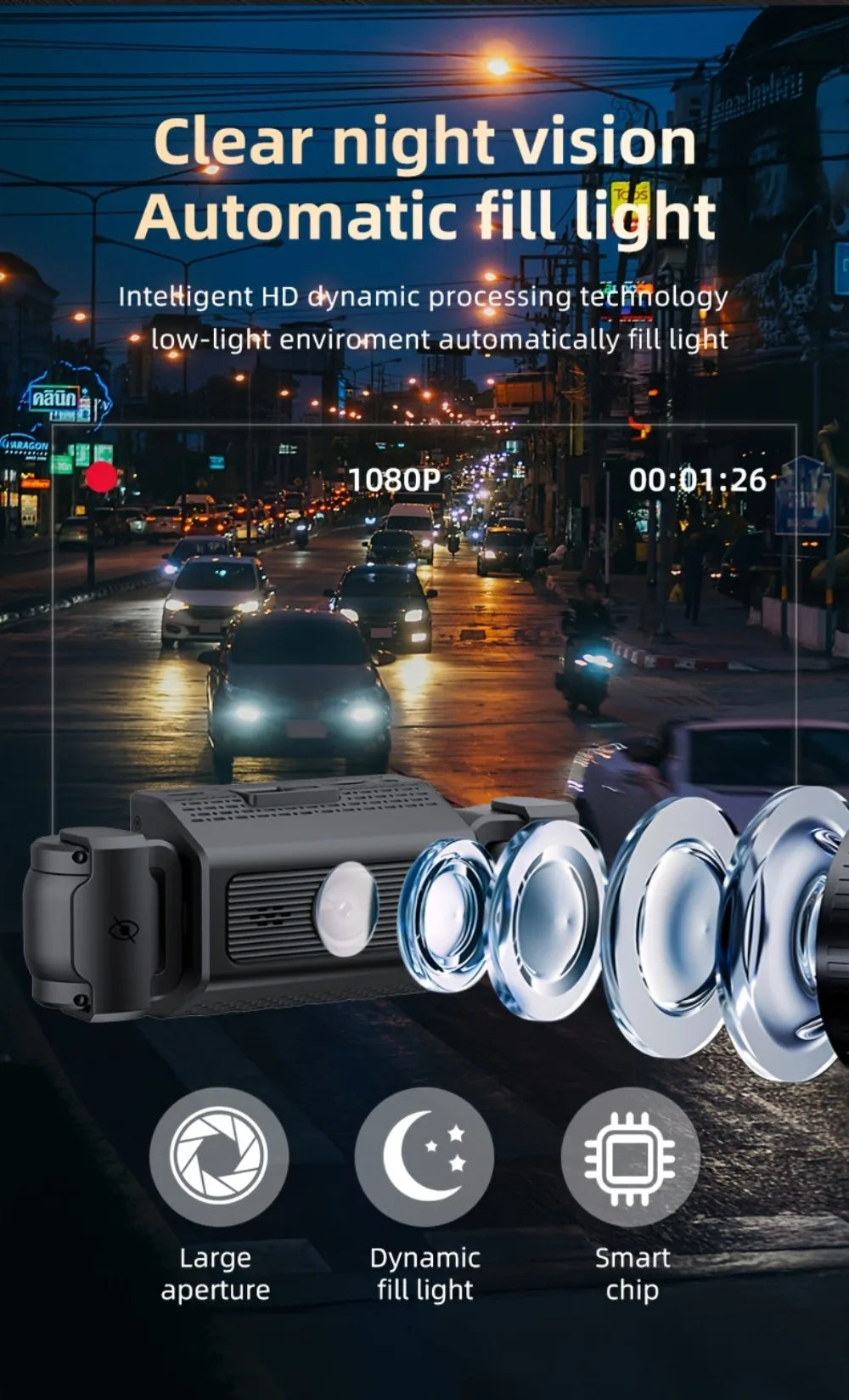 dashcam 4 canaux couverture panoramique à 360°  haute définition 1080P Ma boutique