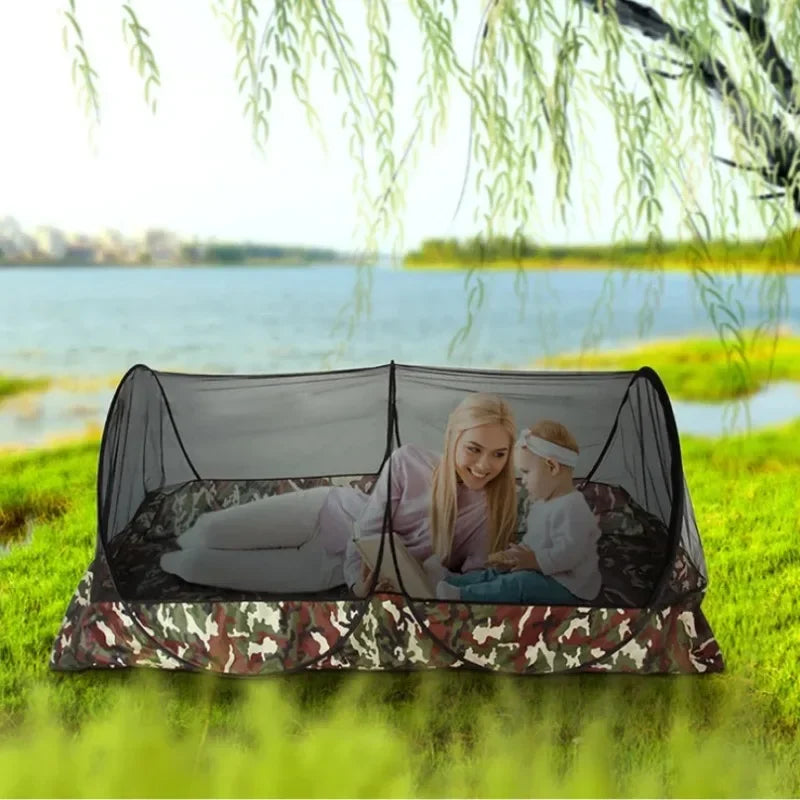 Moustiquaire de camping pliable à ouverture automatique – Fond camouflage