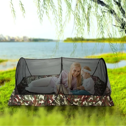 Moustiquaire de camping pliable à ouverture automatique – Fond camouflage