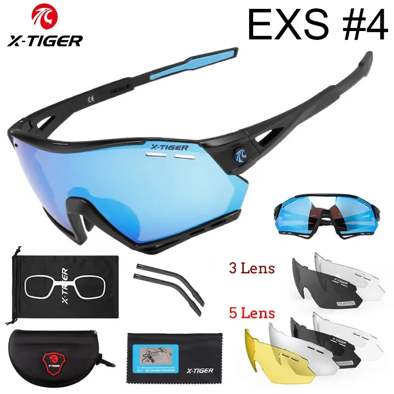 X-TIGER Lunettes de Cyclisme 5 Verres – UV400, Polarisées – Pour Vélo, Running, Pêche & Sports Extérieurs - BLACKBEARD OUTDOOR INDUSTRIES