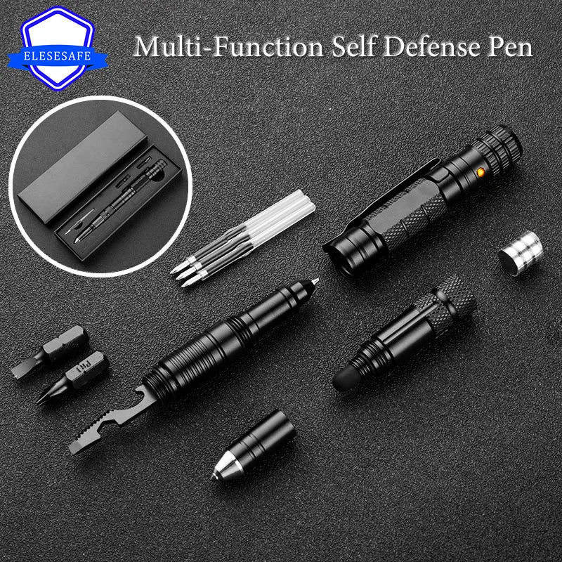 Stylo tactique multifonction avec lampe LED et outils