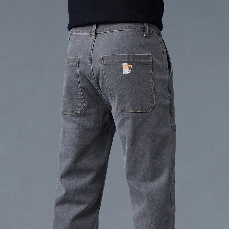 Jean Slim Fit Homme Style Coréen - Pantalon en Denim Élastique Gris Taille Moyenne BLACKBEARD OUTDOOR INDUSTRIES