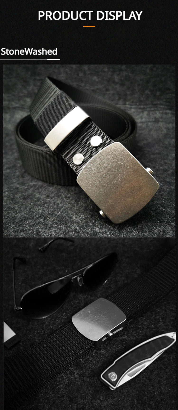 Ceinture Tactique en Nylon avec Boucle Automatique en Titane Pur (35/38 mm) Ma boutique