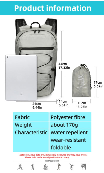 Sac à Dos Pliable Ultraléger – Sac à Dos Outdoor Polyvalent pour Randonnée, Escalade & Voyage - BLACKBEARD OUTDOOR INDUSTRIES