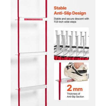 Échelle de Secours Incendie 4 m – Aluminium Léger, 2 Étages, 453 kg, Marches Antidérapantes