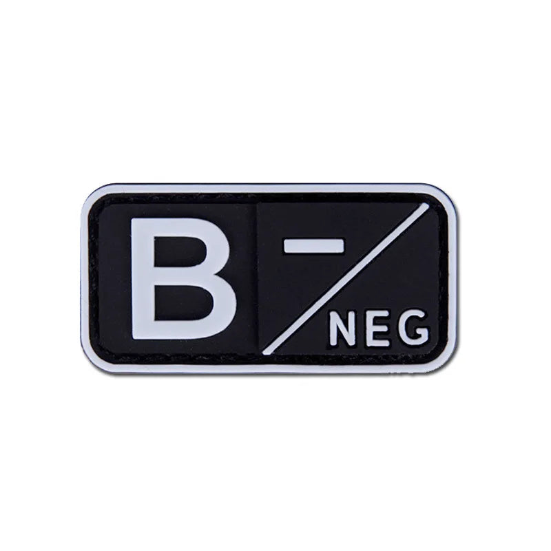 Patch Groupe Sanguin 3D PVC – A B AB O Rh + / - – Écusson Tactique Militaire Hook & Loop 5×2,5 cm - BLACKBEARD OUTDOOR INDUSTRIES