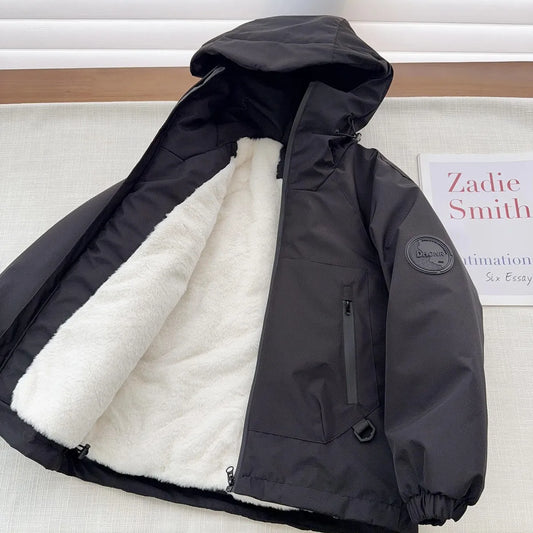 Coupe-Vent Garçon Hiver À Capuche Fourrure – Veste Chaude Outdoor 4-14 Ans