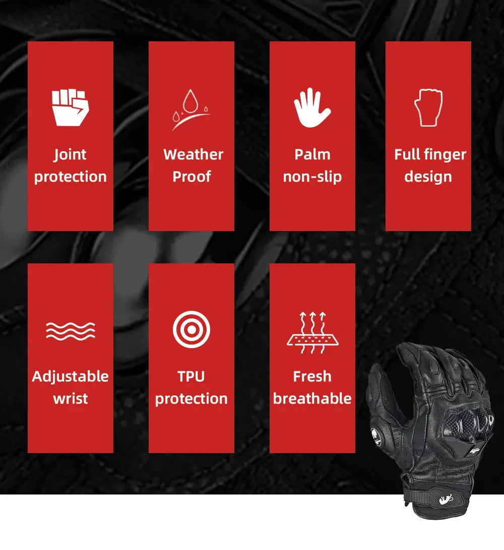 Gants Moto en Cuir Véritable Homme – Protection, Confort et Style pour la Conduite Ma boutique