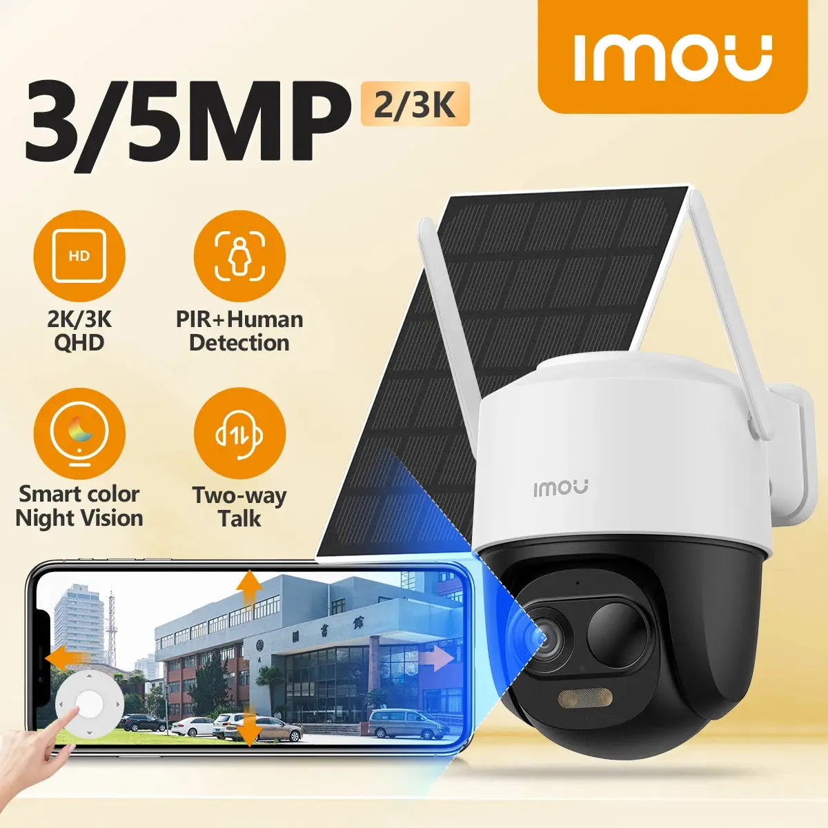 📸 Caméra de Surveillance Extérieure IMOU Cell PT 2C – 3MP/5MP – Batterie + Panneau Solaire – Vision Nocturne Couleur – Wi-Fi Ma boutique