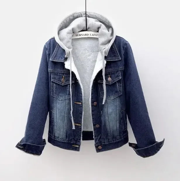 Veste en Jean Femme à Capuche – Coupe Droite Boutons, Style Streetwear Chaud Automne/Hiver - BLACKBEARD OUTDOOR INDUSTRIES