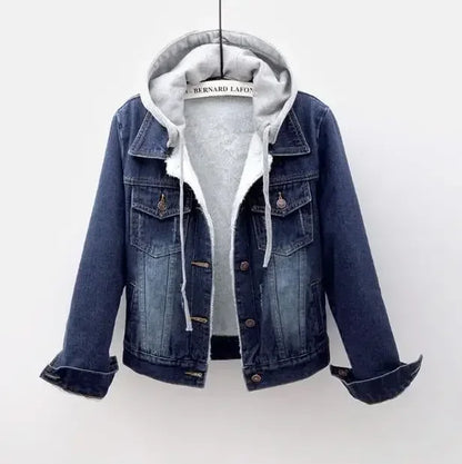 Veste en Jean Femme à Capuche – Coupe Droite Boutons, Style Streetwear Chaud Automne/Hiver - BLACKBEARD OUTDOOR INDUSTRIES