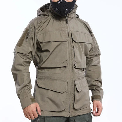 M2 Tactical Windbreaker Jacket – Veste de Travail Camouflée Imperméable à Capuche pour Randonnée, Sports et Activités en Extérieur BLACKBEARD OUTDOOR INDUSTRIES