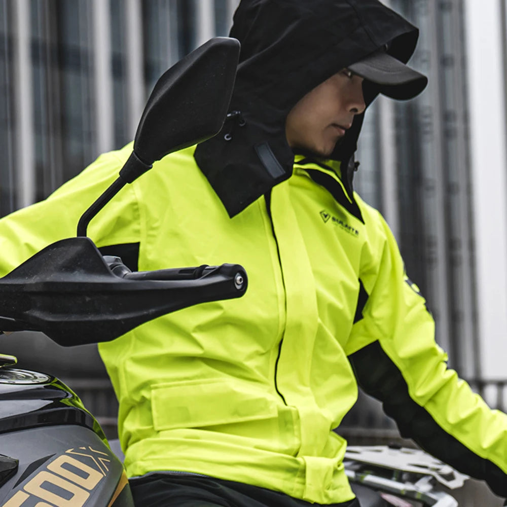 Combinaison Pluie Moto Imperméable 2 Pièces — Veste + Pantalon | Vert & Orange | M à XXXL - BLACKBEARD OUTDOOR INDUSTRIES