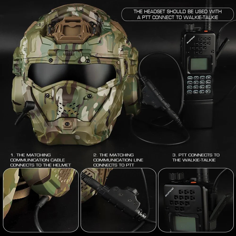 Casque tactique W-Ronin Assault II avec casque intégré, ventilateur anti-buée, masque rabattable et lentille de remplacement Ma boutique