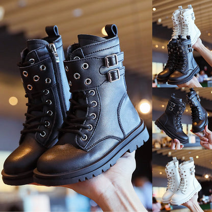 Bottines Enfant Cuir Style Britannique – Zip Latéral Antidérapantes Unisexe EU 21-37