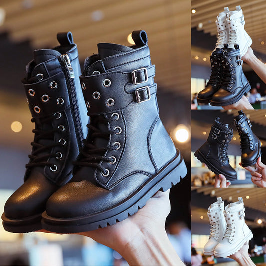 Bottines Enfant Cuir Style Britannique – Zip Latéral Antidérapantes Unisexe EU 21-37