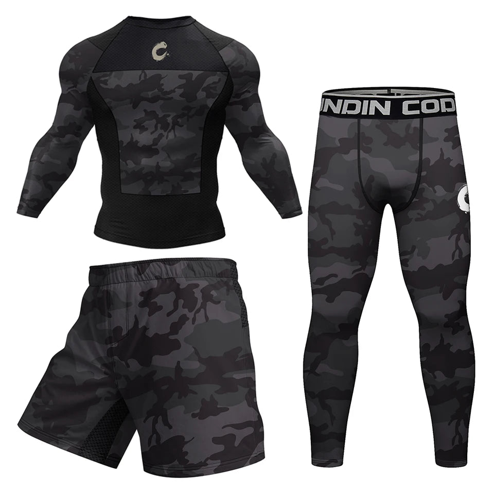 Ensemble Compression MMA BJJ Homme — Rashguard + Short Séchage Rapide | Boxe, Muay Thai, Grappling | M à XXL - BLACKBEARD OUTDOOR INDUSTRIES