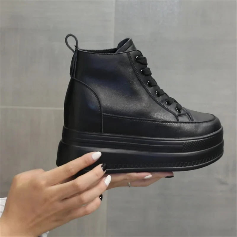 Bottines compensées femme noires à semelle épaisse