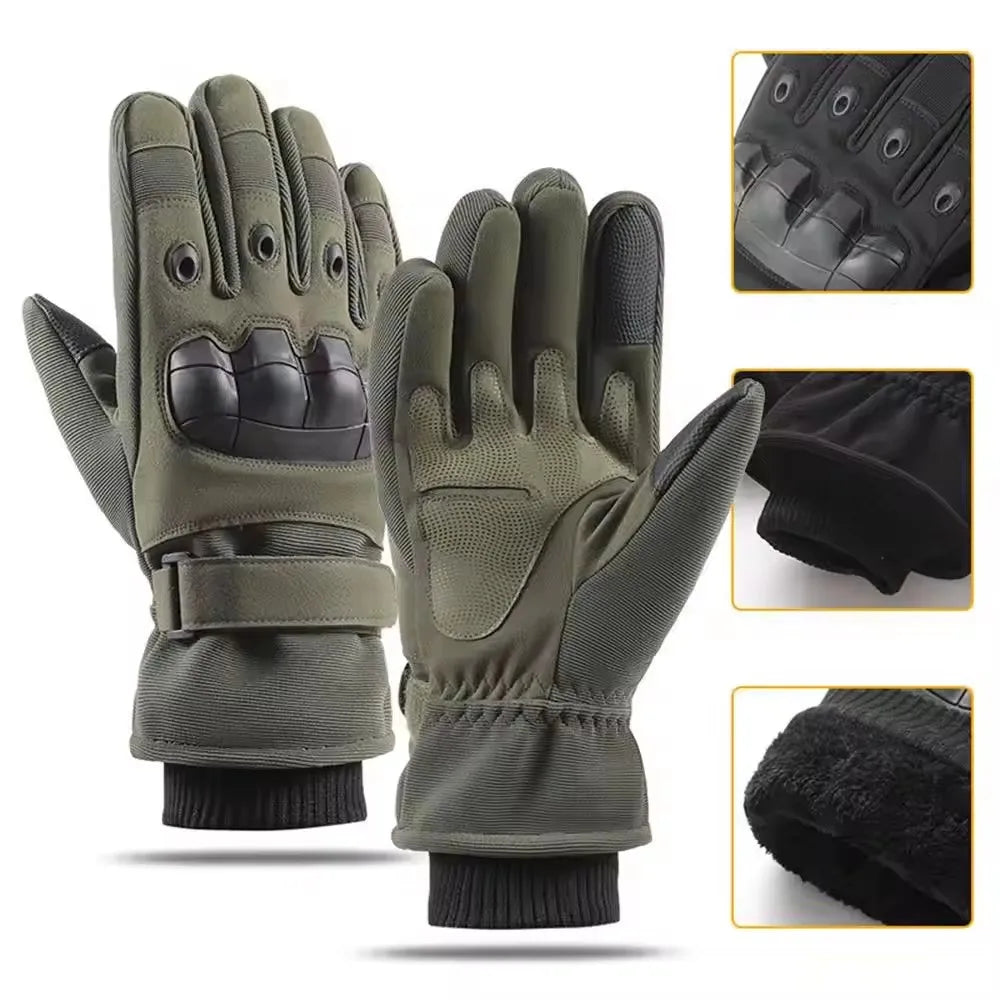 Gants Thermiques Tactiques Hiver – Doigts Complets, Compatible Écran Tactile, Moto et Outdoor