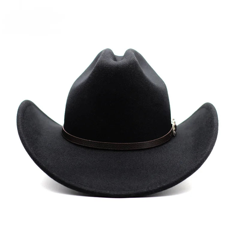 Chapeau Vintage Western Cowboy Unisexe – Style Gentleman & Cowgirl, Large Bord en Cuir – Jazz Cloche Sombrero Élégant pour Homme & Femme - BLACKBEARD OUTDOOR INDUSTRIES