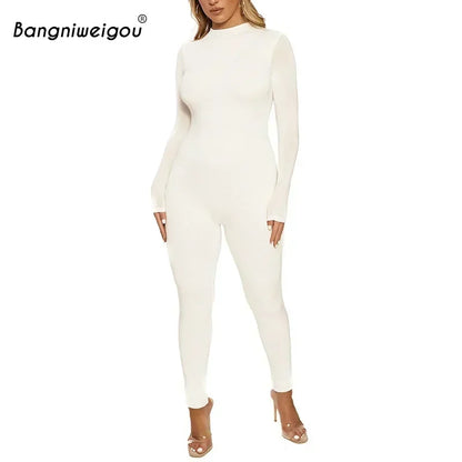 Combinaison Femme Manches Longues Zip – Jumpsuit Slim Sportswear Automne Hiver