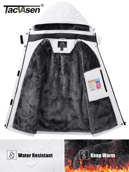 Veste Parka Hivernale TACVASEN pour Femme – Manteau à Capuche en Polaire, Imperméable et Coupe-Vent avec 5 Poches Zippées pour Ski et Snowboard - BLACKBEARD OUTDOOR INDUSTRIES
