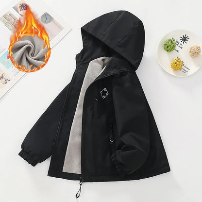 Coupe-Vent Garçon Hiver À Capuche Fourrure – Veste Chaude Outdoor 4-14 Ans