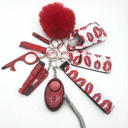 Kit porte-clés de sécurité femme 10 pièces avec dragonne