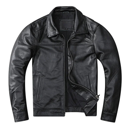 Blouson en Cuir de Vache Véritable Homme — Coupe Slim Casual | Noir & Marron | S à 6XL - BLACKBEARD OUTDOOR INDUSTRIES