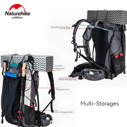 Naturehike Rock Series Sac à Dos Ultraléger 40L+5L / 60L+5L avec Armature – Imperméable, Grande Capacité, Camping et Randonnée avec Housse de Pluie - BLACKBEARD OUTDOOR INDUSTRIES