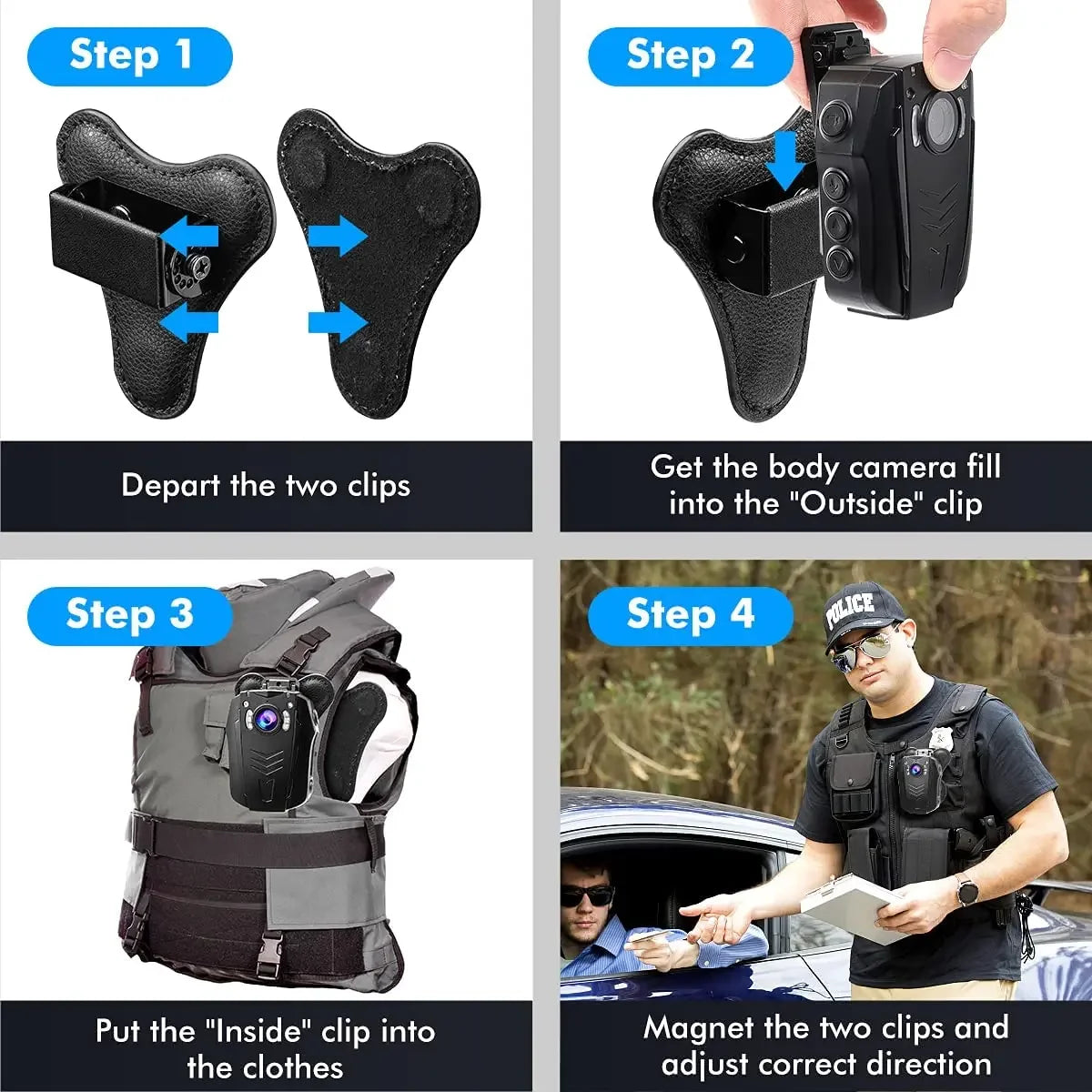 Support Magnétique pour Caméra Corporale BOBLOV – Clip à Suction Magnétique Universel avec 6 Aimants Puissants, Convient à Tous les Modèles de Caméras Corporelles KJ21 N9 - BLACKBEARD OUTDOOR INDUSTRIES