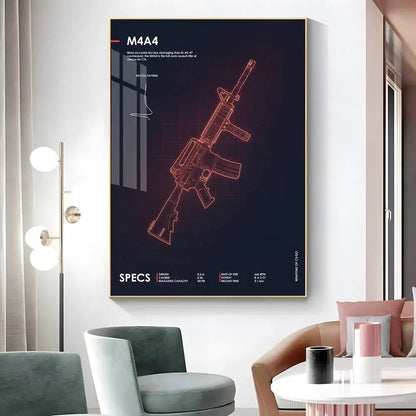 Poster Néon Armes – Affiche Murale Cool Gun Style Urbain, Décoration Salon & Chambre (Sans Cadre, Waterproof)