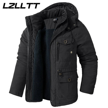 Parka Homme Hiver Chaude – LZLLTT Avec Capuche Amovible | Doublure Polaire | Multipoches | -30°C à +5°C - BLACKBEARD OUTDOOR INDUSTRIES