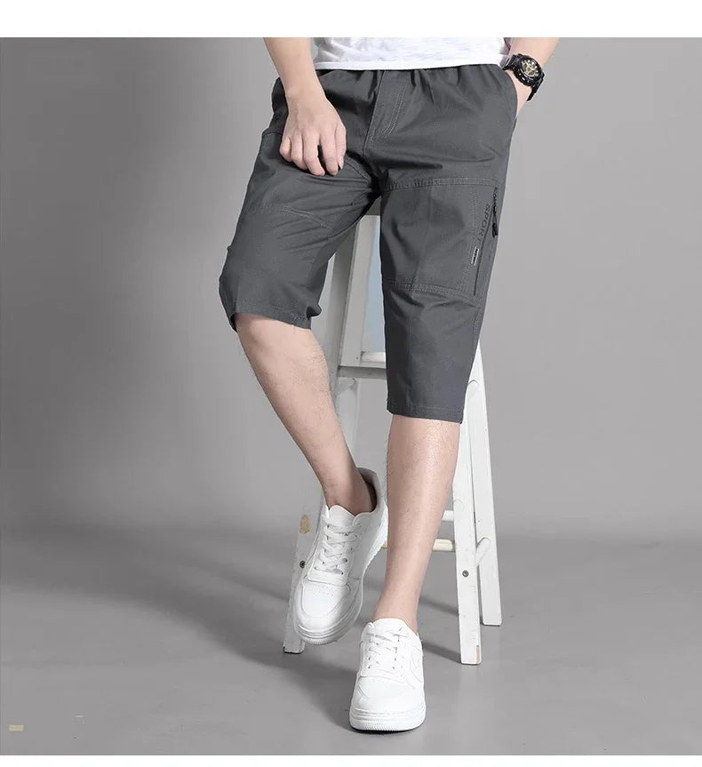 Short Cargo Homme - Poches Zippées, Taille Élastique, Coton Respirant, Style Décontracté Été Ma boutique